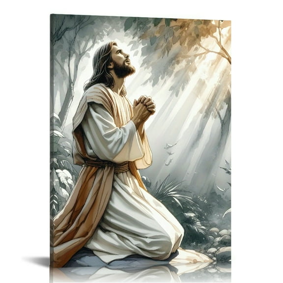 Vintage Jesus A Man's Devotion Canvas Wall Art Print,Christian Pictures Canvas Print Posters Wall Decor, Religious Christian Gifts Wall Art Home Decor for Church Living Room Dining Room Decor Framed