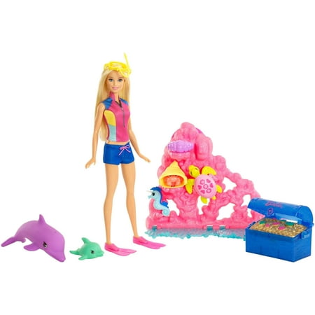 Barbie Dolphin Magic Ocean Treasure Playset with Themed