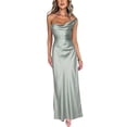 thumbnail image 3 of AHTJRT Women's Satin Off the Shoulder Dress Elegant Ruched Strapless Maxi Dresses Corset Bodycon Formal Party Evening Ball Gown Green S, 3 of 6