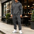 thumbnail image 6 of Delconic Mens Hoodie and Jogger Set Pullover Hooded Sweatshirt and Drawstring Sweatpants Casual Athletic Two Piece Outfit Dark Gray 2XL, 6 of 9