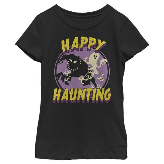Girl's Marvel Black Panther Happy Haunting  Graphic Tee Black Large