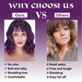 thumbnail image 5 of MORICA Curly Bob Wig with Bangs 12 inch Short Wavy Black Purple Wigs for Women Bang Wig Synthetic Wigs with Bangs, 5 of 8