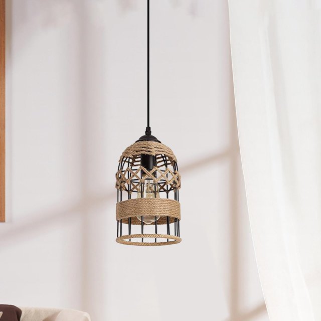 Luz colgante rústica E27 Iluminación de base Pantalla decorativa Lámpara para cafetería Sala de estar Restaurante Comedor de cocina Colco Lámpara colgante rústica