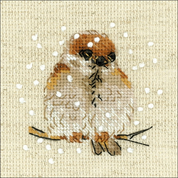 Riolis Counted Cross Stitch Kit 4"X4"-Sparrow (14 Count)