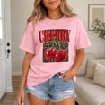 thumbnail image 2 of Women’s Cherry Leopard Graphic T-Shirt, Short Sleeve Crew Neck Tee, 2 of 9
