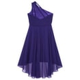 thumbnail image 5 of YONGHS Kids Girls One Shoulder Formal Gown High Low Hem Evening Dress Purple 14, 5 of 5