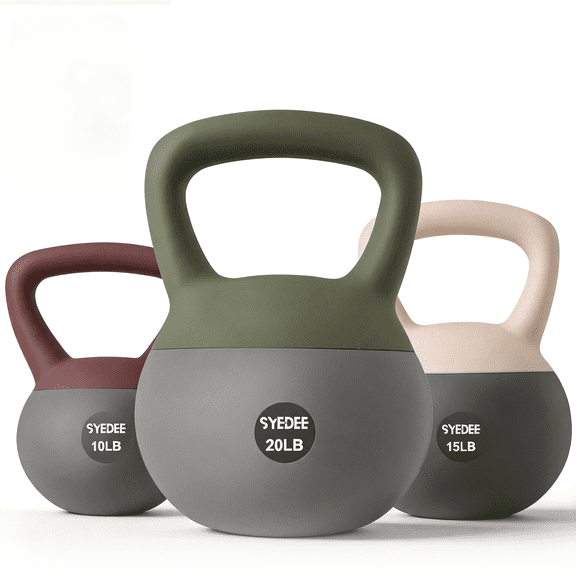 Syedee Soft Kettlebell Set –10lbs, 15lbs, 20lbs Anti-Slip Grip & Wide Handle Design,Soft Kettlebell set, Gentle Floor-Friendly Impact, for Home Functional Training, Home Gym