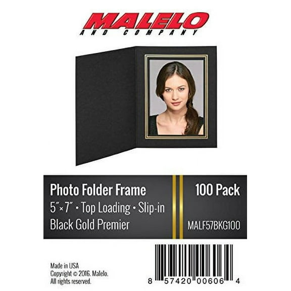 Black/Gold Cardboard Photo Folder Frame 5x7 - Pack of 100