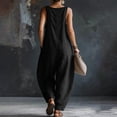 thumbnail image 5 of biudgviw Women's Casual Loose Overalls Jumpsuits Pleated Sleeveless Tanks Baggy Long Pants Rompers with Multi Pockets for Beach Travel, 5 of 7