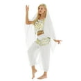 thumbnail image 2 of TiaoBug Women India Belly Dance Costume Lanterns Sleeves Top Pants Hip Scarf Head Scarf 4Pcs White One Size, 2 of 7