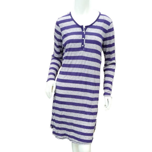 Covington Women Gray Purple Striped Sleep Shirt Lightweight Nightgown Nightie L