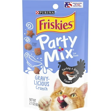 Friskies Cat Treats, Party Mix Crunch Gravylicious Turkey & Gravy Flavors, 2.1 oz. Pouch
