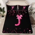 thumbnail image 2 of Manfei Letter Monogrammed Bow J 4pcs Bed Sheets for Boys Girls,Bling Glitter King Sheets,Dreamy Princess Super Cozy Sheet Set,Lightweight Room Decor, 2 of 7
