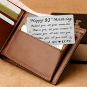 DEGASKEN 80th Birthday Greeting Cards for Men Women, Engraved Metal Wallet Card