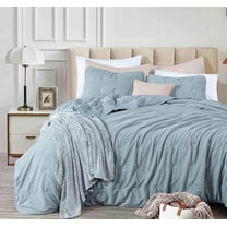 Chezmoi Collection Corduroy King Comforter Set Smoke Blue, 3-Piece Luxury Cross Stitch Soft Plush Warm Polyester Corduory Bedding, 1 Comforter 106 in x 92 in and 2 Pillow Shams 20 in x 36 in
