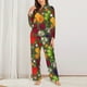 thumbnail image 2 of Balery Begetable Conjunto de Pijama con Estampado para Mujer, Conjunto de Dos Piezas con Manga Larga, Ropa de Dormir Suave con Bolsillos, Pijamas Cómodos-Large, 2 of 7
