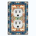 thumbnail image 1 of Metal Light Switch Plate Cover Blue Orange Mandala Star Tile Pattern TIL040, 1 of 13