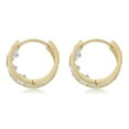 thumbnail image 2 of AVORA 14K Yellow Gold Fancy Simulated Diamond CZ Huggie Hoop Earrings, 2 of 6