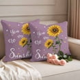 thumbnail image 2 of Violet Sunshine Sunflower Outdoor Waterproof Pillow Covers, Pastoral Bees Farmhouse Floral Decorative Square Throw Pillowcase Sofa Cushion Sham for Patio/Couch/Chair, 24"x24" 2 Pack, 2 of 8