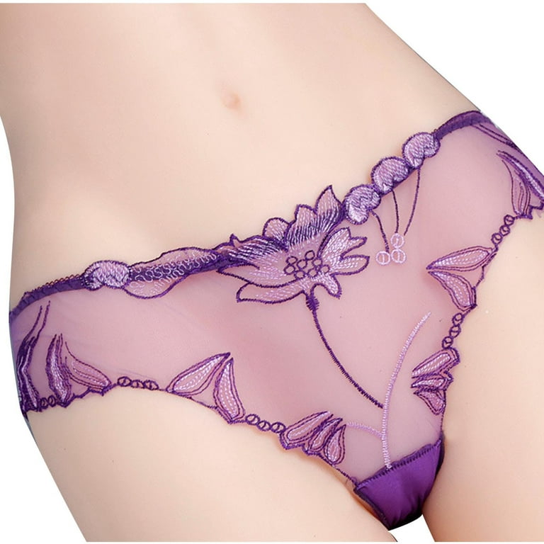 HUPOM Anti Chafing Underwear Men Girls Panties Briefs Leisure Tie Seamless  Waistband Purple M 