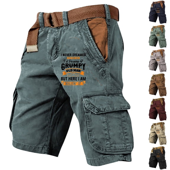 Men's Summer Outdoor Casual Patchwork Pocket Cargo Shorts, Sport Pants,Black,L