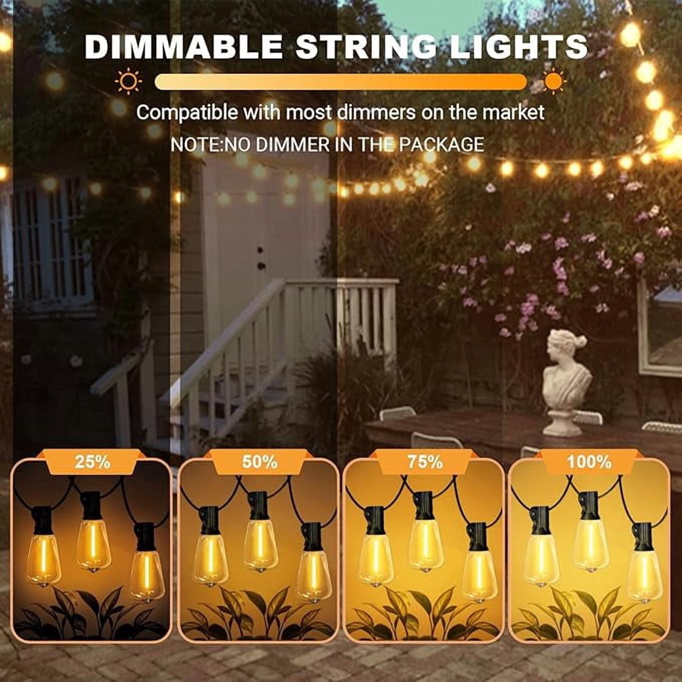 4-Pack 26FT Outdoor Waterproof Patio Lights, 12+1 Shatterproof ST38 Edison Bulbs, Connectable Hanging String Lights for Daily & Party Decoration