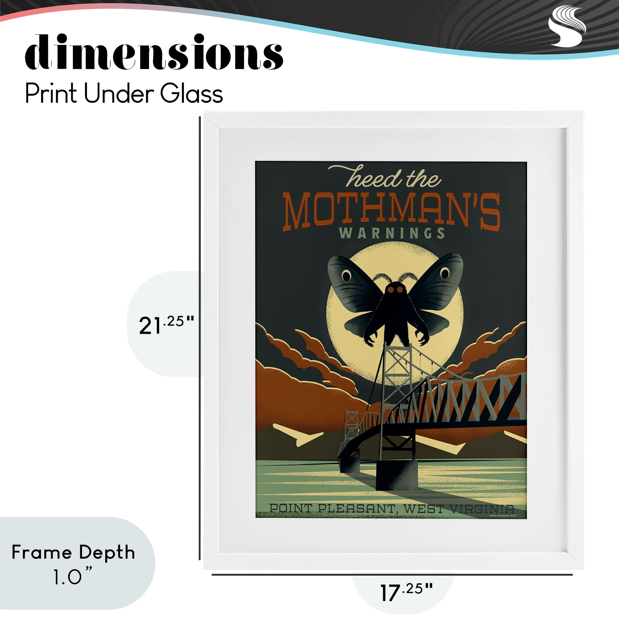 Stupell Industries Cryptid Tourism West Virginia White Framed Print Under Glass, design by Omar Escalante