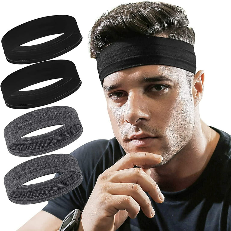 Running Headband for Men Non Slip Workout Sweatbands Adjustable Sports  Headbands Moisture Wicking Workout Headbands