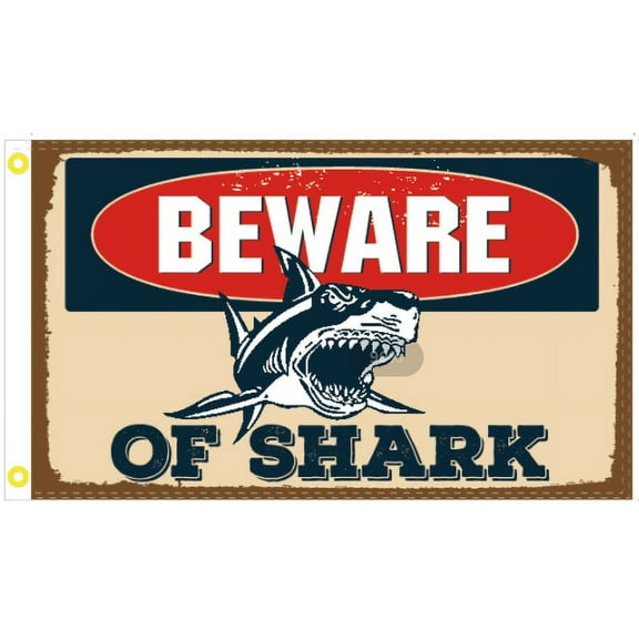 Beware of Shark 3'x5'  Flag Rough Tex ® 100D