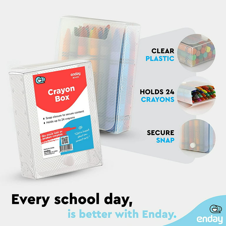 Enday Storage Box Clear Case Crayon Holder Fits 24 Standard Crayons Quality  School Supplies