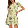 thumbnail image 1 of Vsdgher Motif Raisins Verts et Violets Chemise de Nuit à Manches Courtes Col Rond Mignonne Robe de Nuit Confortable, 1 of 6