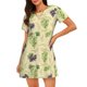 thumbnail image 1 of Easygdp Green And Purple Grapes Camisón de manga corta para mujer, informal, estampado, 1 of 6