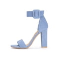 thumbnail image 6 of BLISSFUL STEP Women's Block Heels Zipper Buckle Ankle Strap Sandals Denim Blue 7, 6 of 8