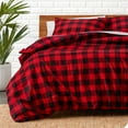 thumbnail image 3 of Bare Home Flannel Duvet Cover Set - 100% Flannel Cotton - Double Brushed - Twin/Twin XL, Buffalo Plaid - Red/Black, 3 of 8