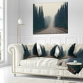 thumbnail image 2 of Designart Foggy Road in Forest in Banff Park - Modern Seascape Throw Pillow - 18x18, 2 of 4