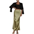 thumbnail image 3 of Women's Solid Satin High Waist Midi Long Fishtail Skirt Hidden Elastic Waistband Skirts, 3 of 6