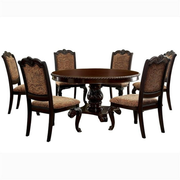Bowery Hill Modern Wood 7-Piece Dining Table Set in Brown Cherry