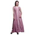 thumbnail image 1 of Bimba Floral Women V Neck Sleeveless Front Slit Casual Maxi Printed BohoÂ&nbsp;Dress-Large, 1 of 5