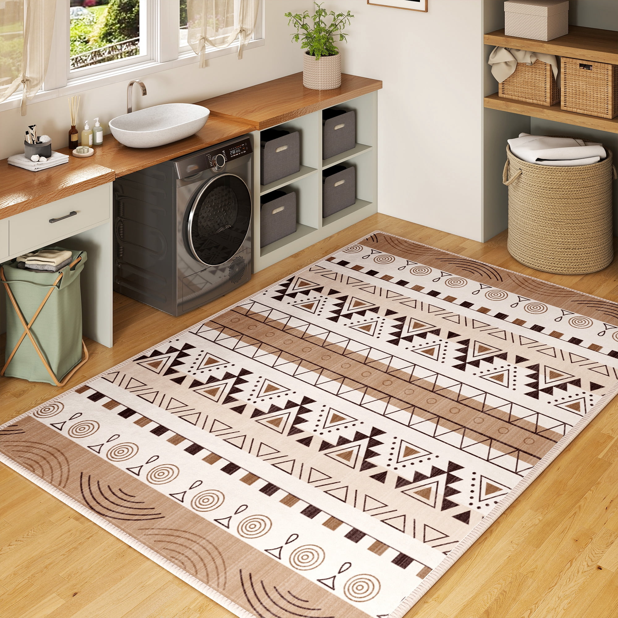 EnHomee Area Rug for Living Room 4x6 Area Rugs for Bedroom Machine Washable Area Rug,Khaki