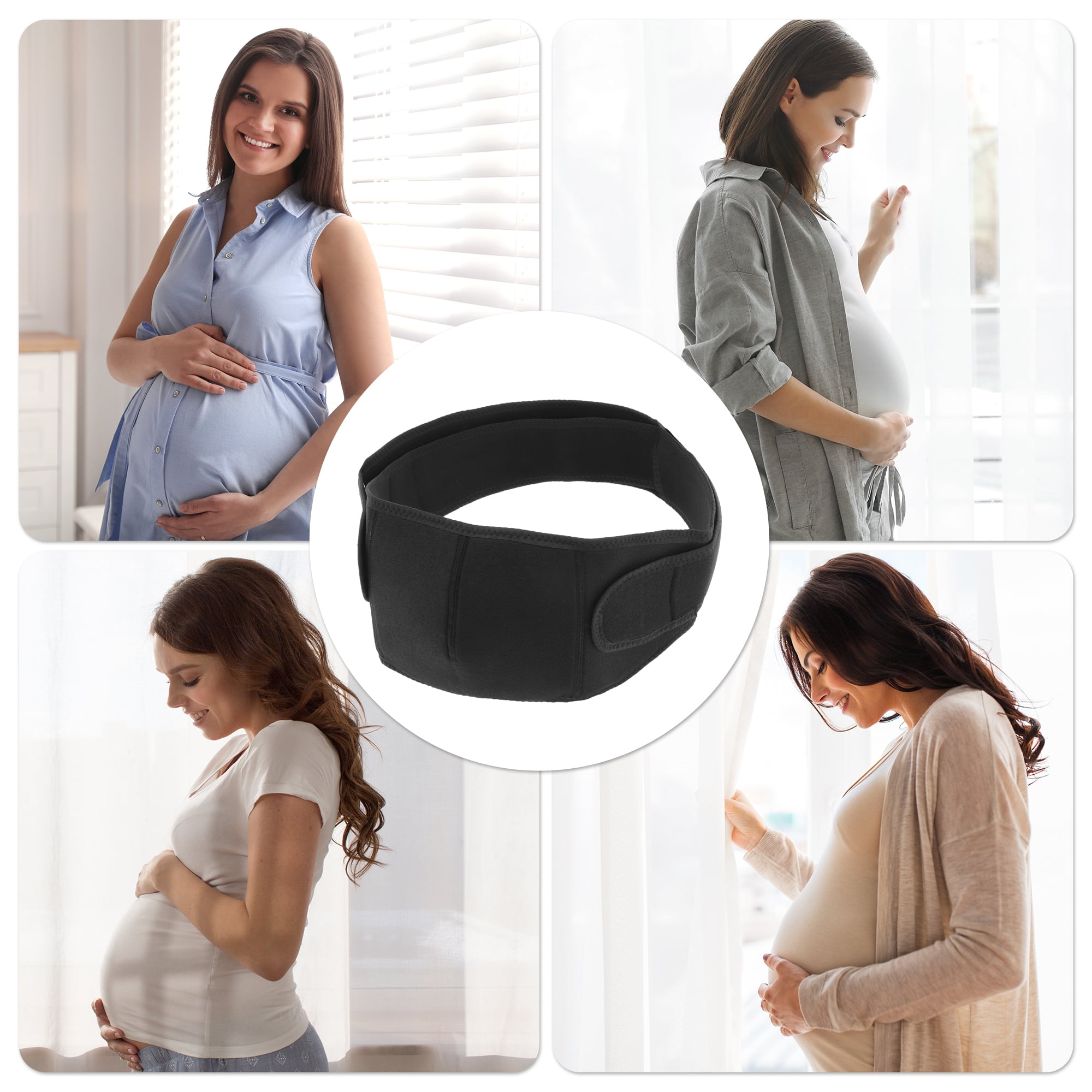 Unique Bargains Breathable Pregnancy Belly Band Adjustable for Women Black X-Large