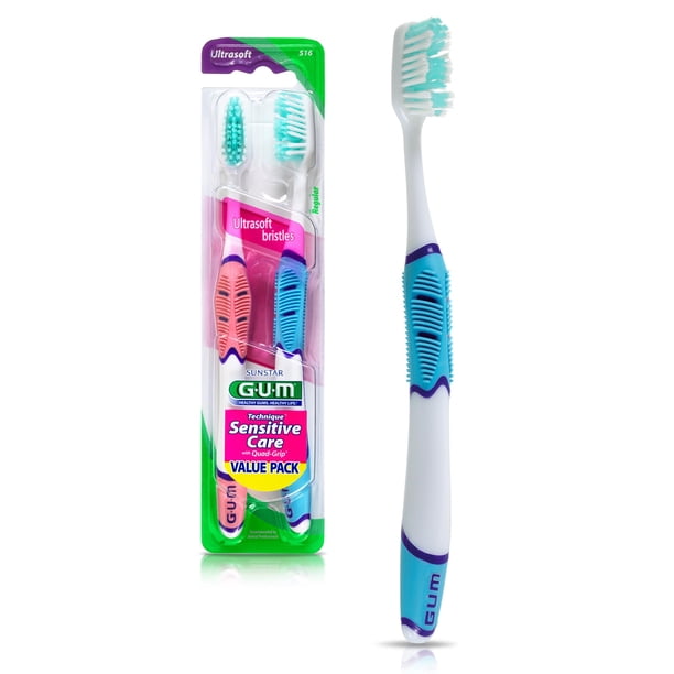 Cepillo dental GUM Technique Sensitive Care ultra suave, paquete de 2