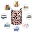 thumbnail image 6 of PAYOHTO Foldable Laundry Room Hamper Bucket Waterproof Bathroom Basket for College Student Living Room Storage Pillows Blankets Leopard Print Cow Skin Pink, 6 of 8