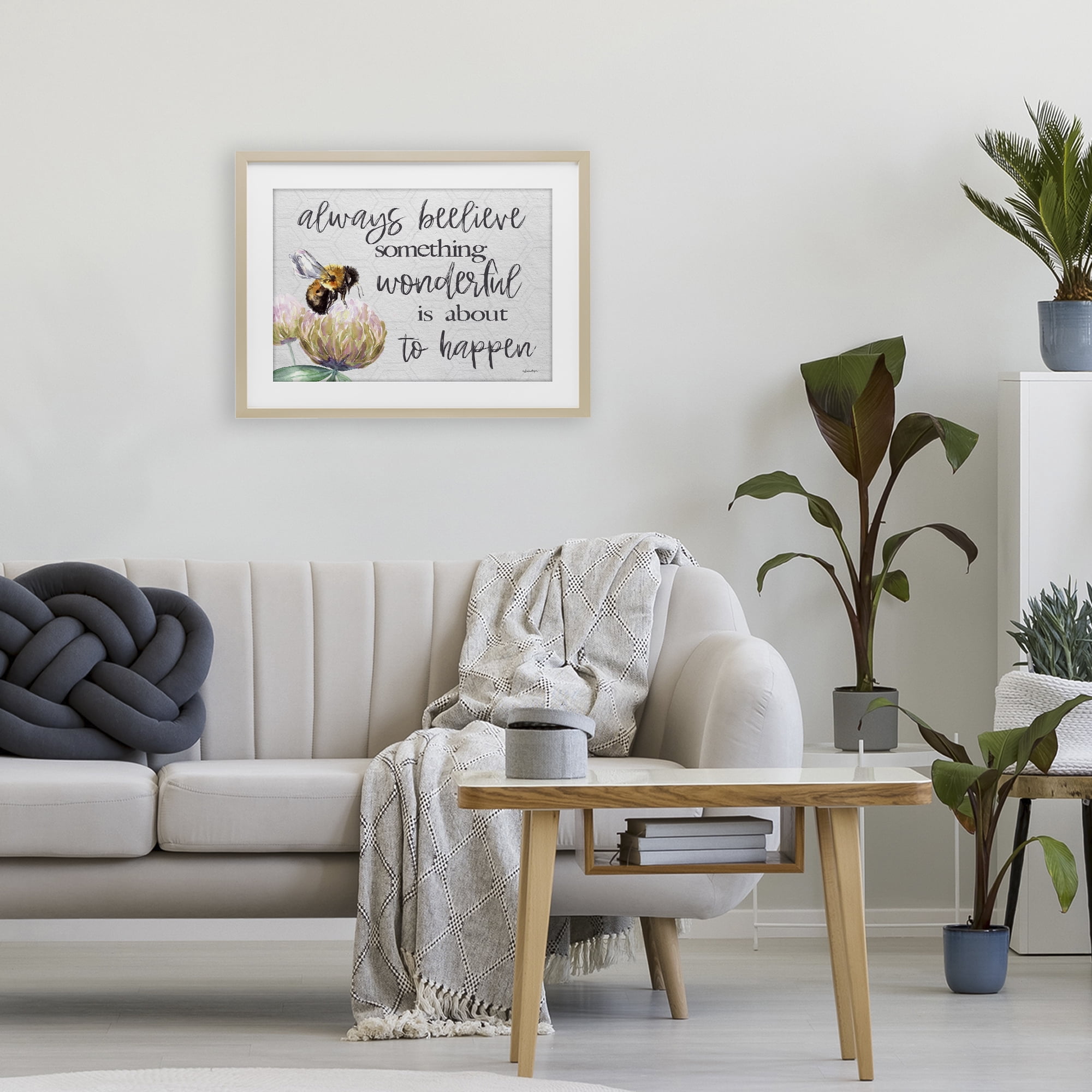 Stupell Industries Always Believe Something Wonderful Birch Framed Print Under Glass, design by Susie Boyer