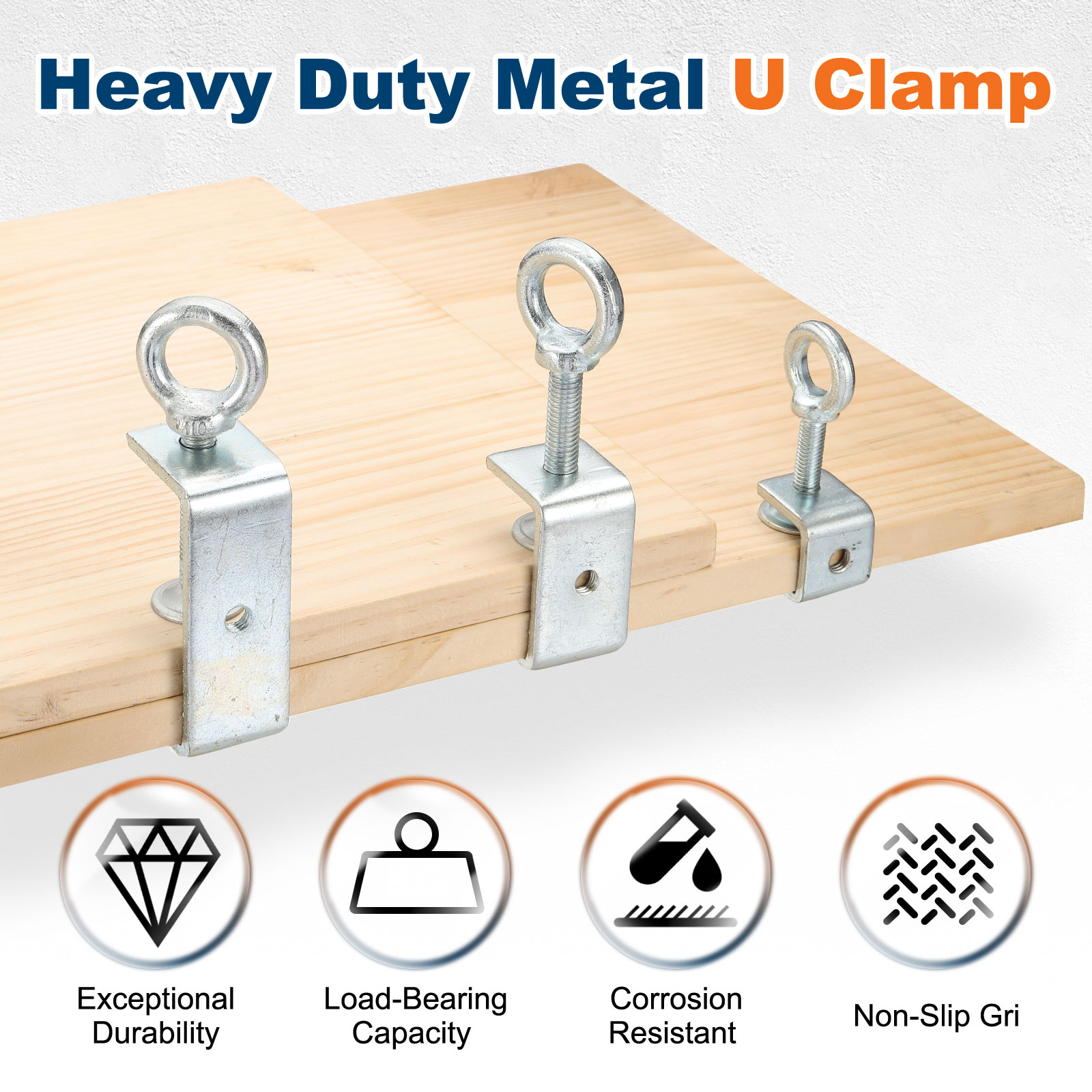 Uxcell2 Pcs 304 Stainless Steel C Clamps 75mm Square Mini Tiger Clamp Adjustable Heavy Duty Metal U Clip with Eye Hook Screw for Woodworking Welding Mounting, Silver