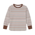 thumbnail image 3 of Xcmzpl Kids Striped Tops Girls Boys Long Sleeve T Shirts Crew Neck Lightweight Summer Shirts Casual Color Block Blouses 5-16 Years, 3 of 10