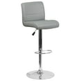 thumbnail image 2 of BizChair Contemporary Gray Vinyl Adjustable Height Barstool with Rolled Seat and Chrome Base, 2 of 12