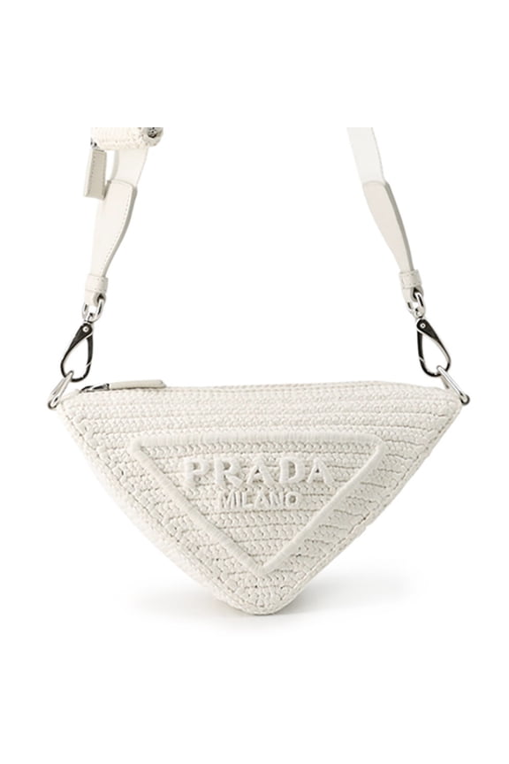 Pre-Owned Prada Shoulder Bag Triangle Raffia 1BH190 PRADA White Handbag