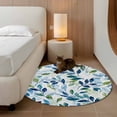 thumbnail image 3 of Navy Blue Leaves Round Area Rug 4 FT, Non Slip Indoor Outdoor Rug, Green Summer Botanical Washable Soft Circular Carpet Non-Shedding Floor Mat for Coffee Table Nursery Foyer Balcony, 3 of 8