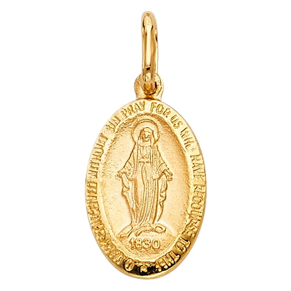 14k Yellow Gold High Polish Virgin Mary Pendant Oval Medallion God Charm Jewelry Female Unisex