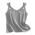 thumbnail image 4 of LEKWK Womens Linen Tank One Shoulder Asymmetrical Tops Metal Ring Strap Going Out Tops Solid Sleeveless Club Vacation Trendy Wear, 4 of 7
